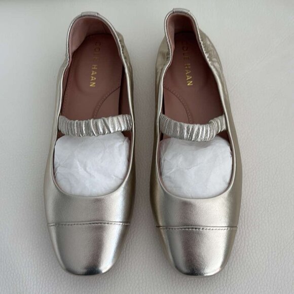 New Cole Haan Yvette Mary Jane Ballet Flats Gold 6.5 - Picture 1 of 4